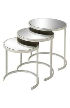 VIVIAN LUNE HOME | Silvertone Metal Nesting Accent Table with Mirrored Glass Top - Set of 3,商家Nordstrom Rack,价格¥1276