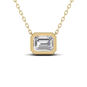 商品Monary | Lab Grown 1 CTW Emerald Cut Bezel Set Diamond Solitaire Pendant in 14K Yellow Gold,商家Premium Outlets,价格¥9834图片