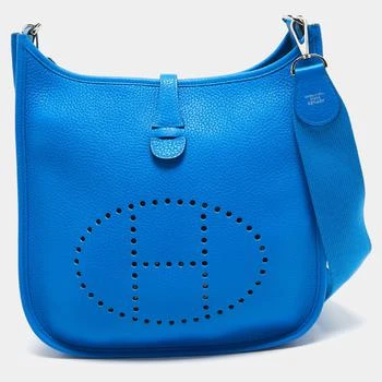 Hermes | Hermès Bleu Zanzibar Taurillon Clemence Leather Evelyne III PM Bag 