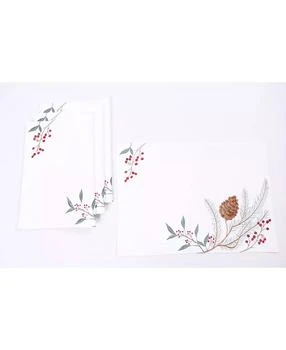 Manor Luxe | Pinecone and Berry Embroidered Christmas Placemats, Set of 4,商家Macy's,价格¥425