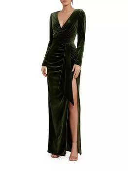 Mac Duggal | Draped Velvet Tie Slip Gown,商家Saks Fifth Avenue,价格¥4403