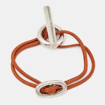爱马仕手镯, [二手商品] Hermes | Hermès Skipper Sterling Silver Orange Cord Toggle Bracelet商品图片 6.3折