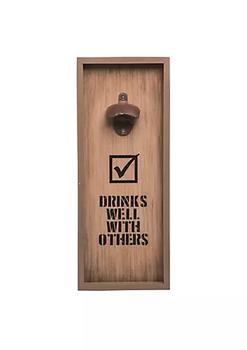 商品Contemporary Home Living | 17" Wooden "Drinks Well with Others" Mounted Bottle Opener,商家Belk,价格¥322图片
