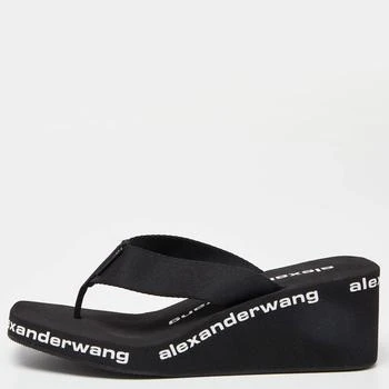 推荐Alexander Wang Black Rubber Logo Flip Flops Size 37商品