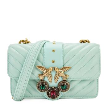pinko bag链条包, PINKO | Pinko 女士浅绿色皮革金色燕子复古珠宝点缀链条斜挎包 1P2221-Y6XVT14商品图片 独家减免邮费