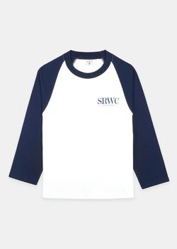 Sporty & Rich | Sporty & Rich White & Navy Upper East Side T-Shirt商品图片,7.9折