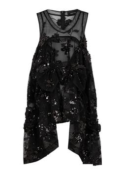 推荐Black sequin-embellished gathered dress商品