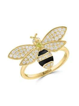 Effy | 14K Yellow Gold, Black Enamel, Yellow Sapphire & Diamond Ring,商家Saks OFF 5TH,价格¥9632