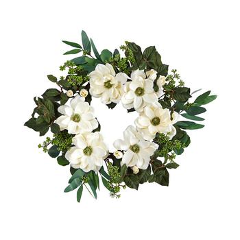 NEARLY NATURAL, NEARLY NATURAL | Magnolia, Eucalyptus and Berries Artificial Wreath, 23"商品图片 6.9折