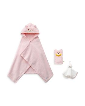 商品Bath Time Poncho, Mitten & Wash Towel Cotton Gift Set - Baby图片