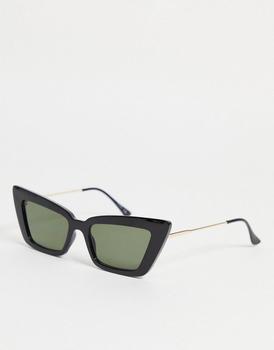 ASOS | ASOS DESIGN frame pointy cat eye sunglasses in black - BLACK商品图片,5折