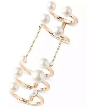 Emily in Paris | Gold-Tone Imitation Pearl Multi Band & Chain Cuff Ring,商家Macy's,价格¥331