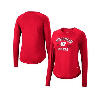 推荐Women's Heathered Red Wisconsin Badgers Core Arch Established Date Harlow Raglan Long Sleeve T-shirt商品