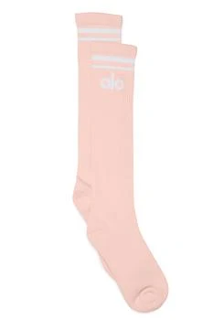Alo | Women's Knee-High Throwback Sock - Powder Pink/White 
