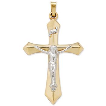 商品Two-Tone Crucifix Pendant in 14k Gold and White Gold图片