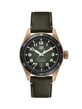 推荐Autavia Bronze, Titanium, & Leather Strap Watch商品