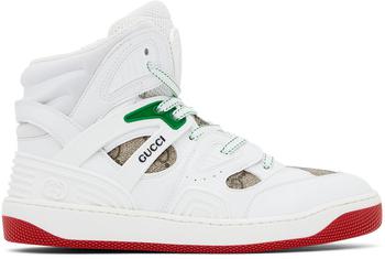 古驰高帮鞋, Gucci | 白色 Basket 儿童高帮运动鞋商品图片 