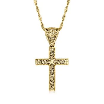 Ross-Simons | 18kt Gold Over Sterling Filigree Cross Pendant Necklace,商家Premium Outlets,价格¥708