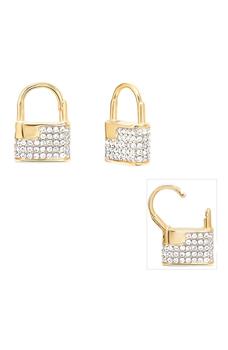 Gabi Rielle, Gabi Rielle | 14K Gold Plated Pave Mini Lock Huggie Earrings商品图片 4.5折