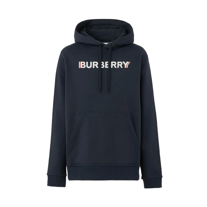 Burberry | BURBERRY/博柏利 男士海军蓝棉质徽标印花连帽休闲卫衣80687991,商家VPF,价格¥1385