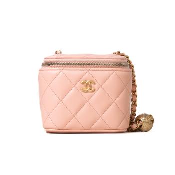 Chanel | Chanel Mini Vanity Lambskin Bag With Pearl Chain Light Orange商品图片,