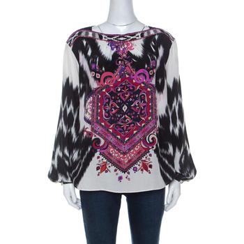 推荐Emilio Pucci Multicolor Printed Silk Blouse M商品