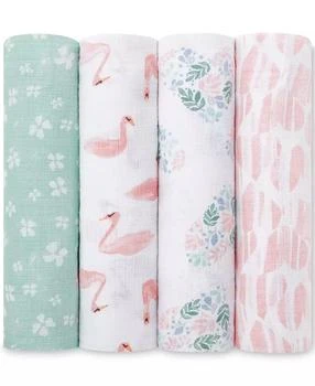 aden + anais | Baby Girls Printed Muslin Swaddles, Pack of 4,商家Macy's,价格¥294