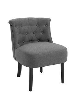 商品HOMCOM | Modern Accent Leisure Chair with Mid Back Button Tufted Upholstered Fabric and Wooden Legs for Living Room and Bedroom Grey,商家Belk,价格¥1030图片