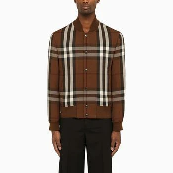 推荐Dark brown Check wool bomber jacket商品