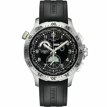 Hamilton | Hamilton Men's Watch - Khaki Aviation Chrono Black Dial Rubber Strap | H76714335 5.3折×额外9折x额外9.5折, 独家减免邮费, 额外九折, 额外九五折