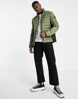 Calvin Klein | Calvin Klein side logo lightweight puffer jacket in khaki green - KHAKI商品图片,4.4折×额外9.5折, 额外九五折