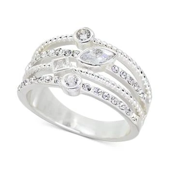Charter Club | Silver-Tone Mixed Crystal Triple-Row Ring, Created for Macy's 3.9折