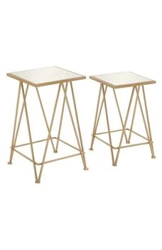 VIVIAN LUNE HOME | Goldtone Metal Contemporary Accent Table with Mirrored Glass Top,商家Nordstrom Rack,价格¥1128