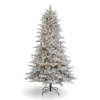 Seasonal | Dandan Flocked Pine 7.5' Flocked PE Mixed PVC Tree with Metal Base, 3936 Tips, 2200 Lights, EZ-Connect, Remote, Storage Bag,商家Macy's,价格¥23196