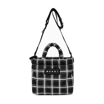 推荐Marni Checkered Logo Patch Shoulder Bag商品