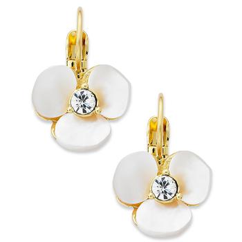 推荐Earrings, Gold-Tone Cream Disco Pansy Flower Leverback Earrings商品