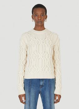 Max Mara | Flash Cable Knit Sweater in Cream商品图片,3折