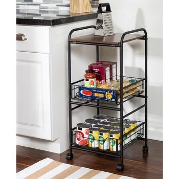 Honey Can Do | 3-Tier Slim Rolling Cart with Metal Basket Drawers,商家Macy's,价格¥670