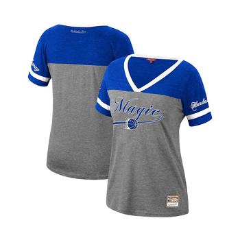 Mitchell and Ness | Women's Penny Hardaway Heathered Charcoal Orlando Magic Team Captain V-Neck T-shirt商品图片,
