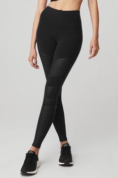 Alo | High-Waist Moto Legging - Black/Black Glossy商品图片,独家减免邮费