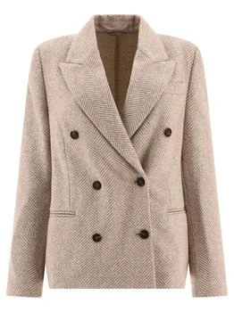 Brunello Cucinelli | DOUBLE-BREASTED WOOL BLAZER,商家Boutiques Premium,价格¥18843