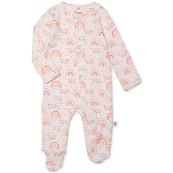 Baby Girls Magnetic Printed Cotton Footed Coverall