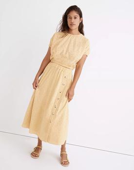 商品Madewell | Eyelet Side-Button Midi Skirt in Dream-On Daisy,商家Madewell,价格¥152图片