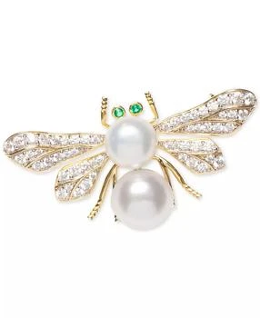 Macy's | Cultured Freshwater Pearl (8 & 9mm) & Cubic Zirconia Bee Pin in Sterling Silver & 18k Gold-Plate over Silver,商家Macy's,价格¥538