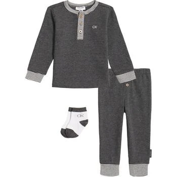 Calvin Klein | Baby Boys Thermal Henley Top and Pants with Socks, 3 Piece Set 4折