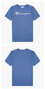 推荐CHAMPION 男士蓝色棉质短袖T恤 GT19-Y08254-1PR商品