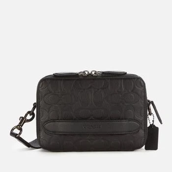 推荐Coach Men's Charter Signature Leather Crossbody Bag - Black商品