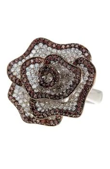 Suzy Levian | Sterling Silver Pavé Cubic Zirconia Flower Ring 3.8折, 独家减免邮费