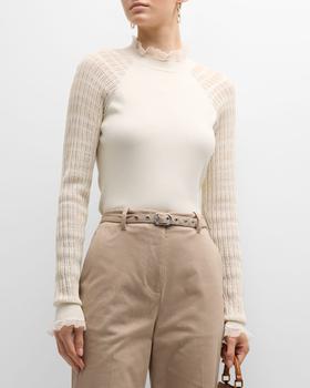 3.1 Phillip Lim | Micro-Ribbed Long-Sleeve Fitted Sweater商品图片,