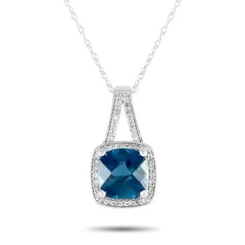 LB Exclusive | 14K White Gold 0.12ct Diamond and Blue Topaz Necklace PD4-16273WBT,商家Premium Outlets,价格¥2356